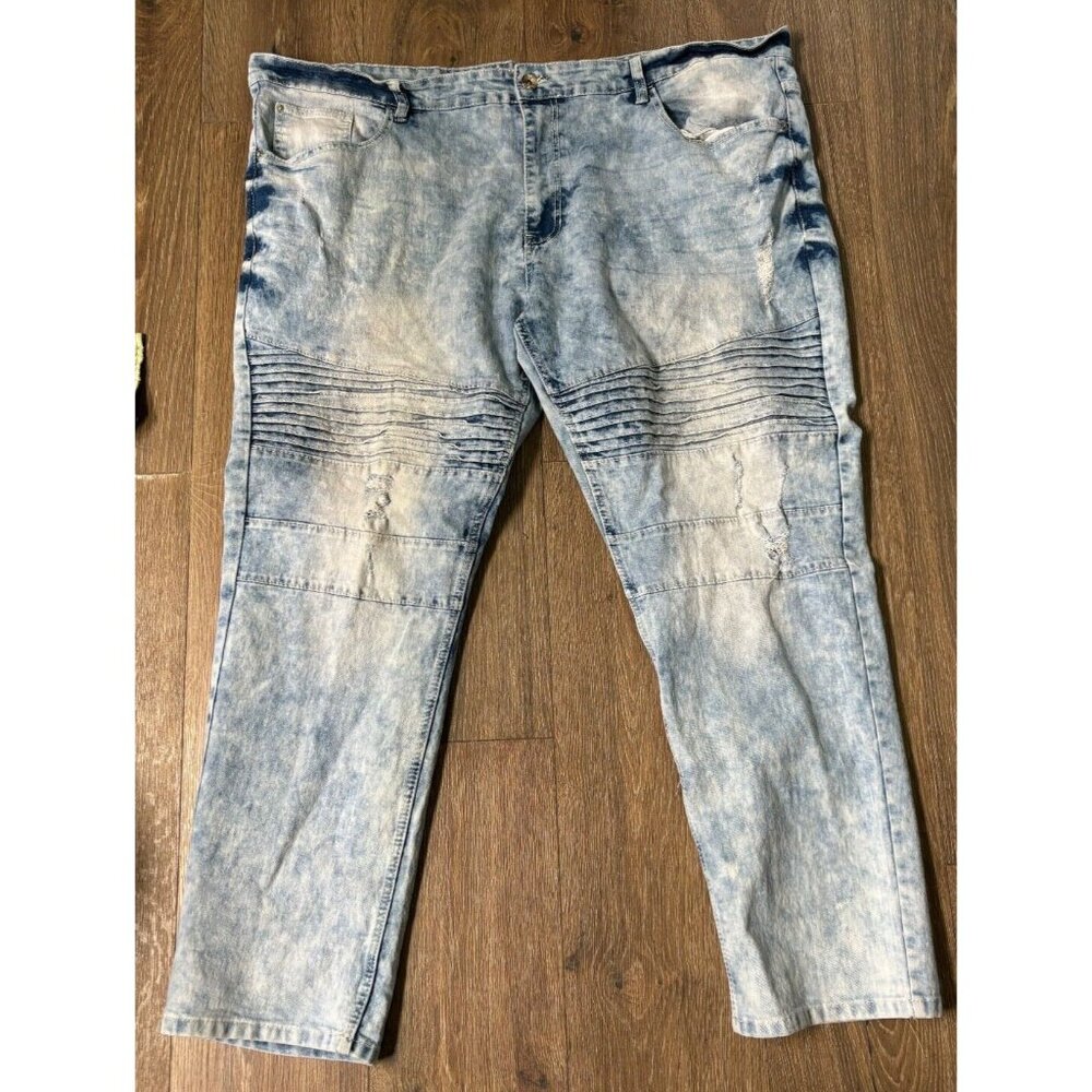 Southpole Jeans Men's Blue Modern Moto Distressed FadedWash Stretch 50x31 tag 48